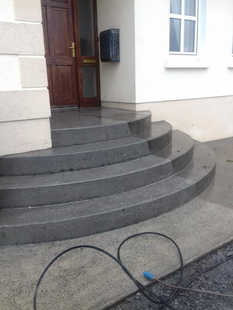 Concrete steps power washed